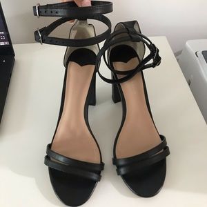 Kelly Black Monaco Leather Ankle Strap Heels